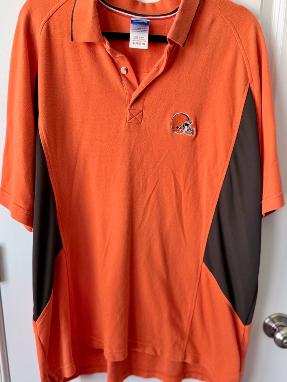 Vintage Reebok Orange Polo with Brown Side Panels NFL Cleveland Browns XL Men’s